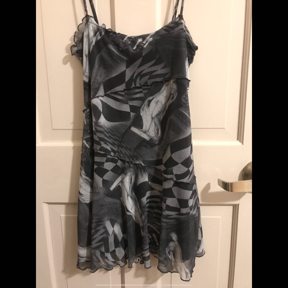 Urban Outfitters Optical Mesh Mini Dress